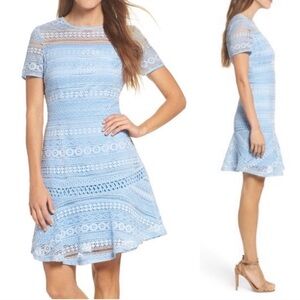 Chelsea28 Blue French Lace Sheath Mini Dress NWT